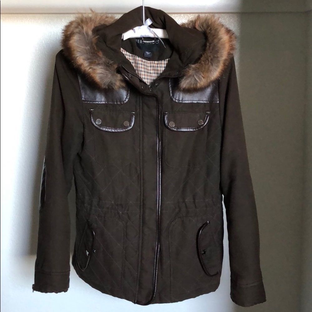 Bernardo faux fur-trimmed jacket